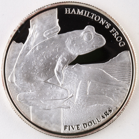 Nowa Zelandia 5 Dolarów 2008 - Żaba Hamiltona