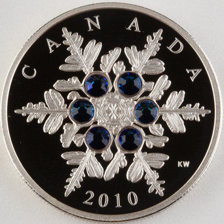 Kanada 20 dolarów 2010 - Śnieżynka - niebieskie kryształki